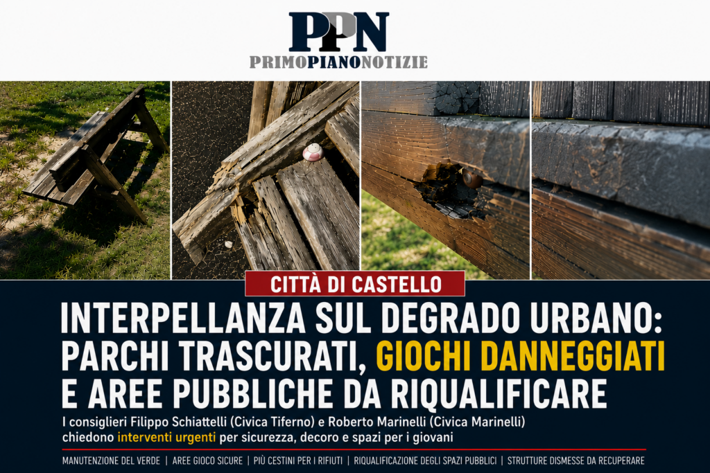 Parchi nel degrado, giochi rotti e strutture abbandonate: Tiferno Civica e Civica Marinelli chiedono risposte al Comune